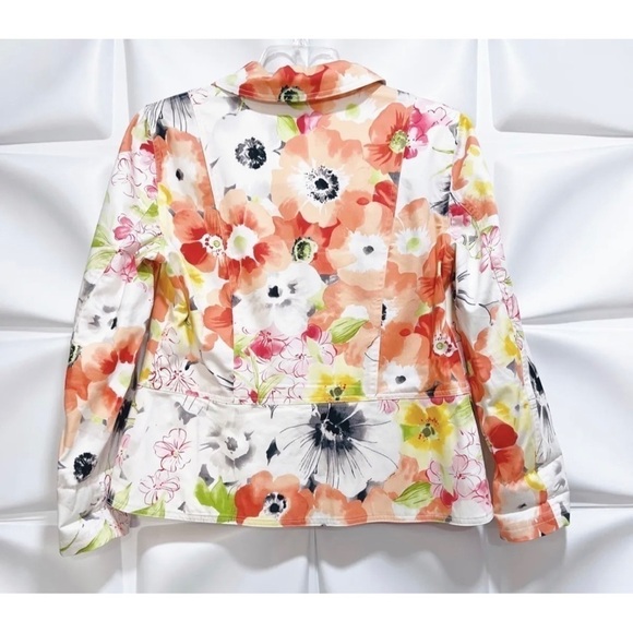 Coldwater Creek Sz PS Spring Floral Print Blazer Jacket Peplum Stretch Womens - Picture 4 of 7